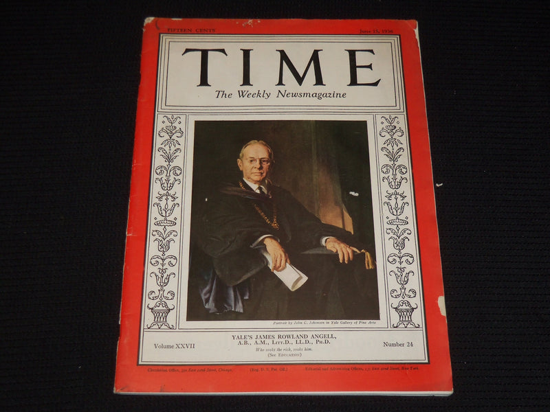1936 JUNE 15 TIME MAGAZINE - JAMES R. ANGELL - T 520