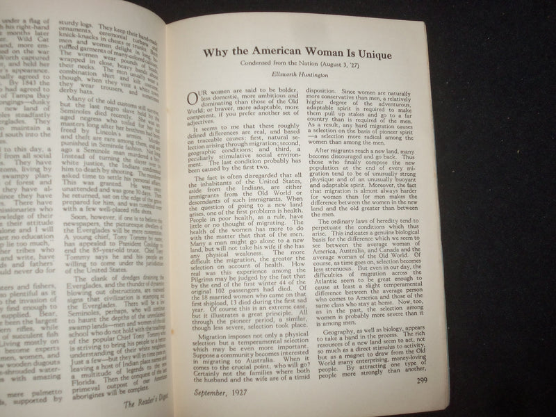 1927 SEPTEMBER THE READER'S DIGEST SOFTCOVER BOOK - NUMBER 65 - J 9912