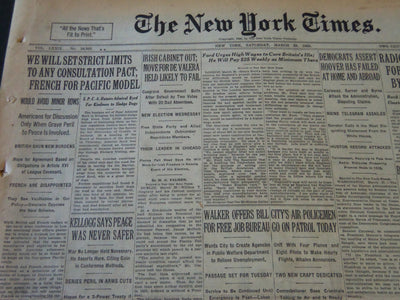 1930 MARCH 29 NEW YORK TIMES - IRISH CABINET OUT MOVE FOR DE VALERA - NT 5691