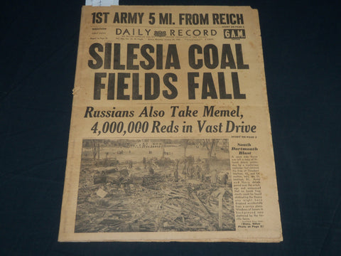 1945 JANUARY 29 BOSTON DAILY RECORD NEWSPAPER -SILESIA COAL FIELDS FALL- NP 4884