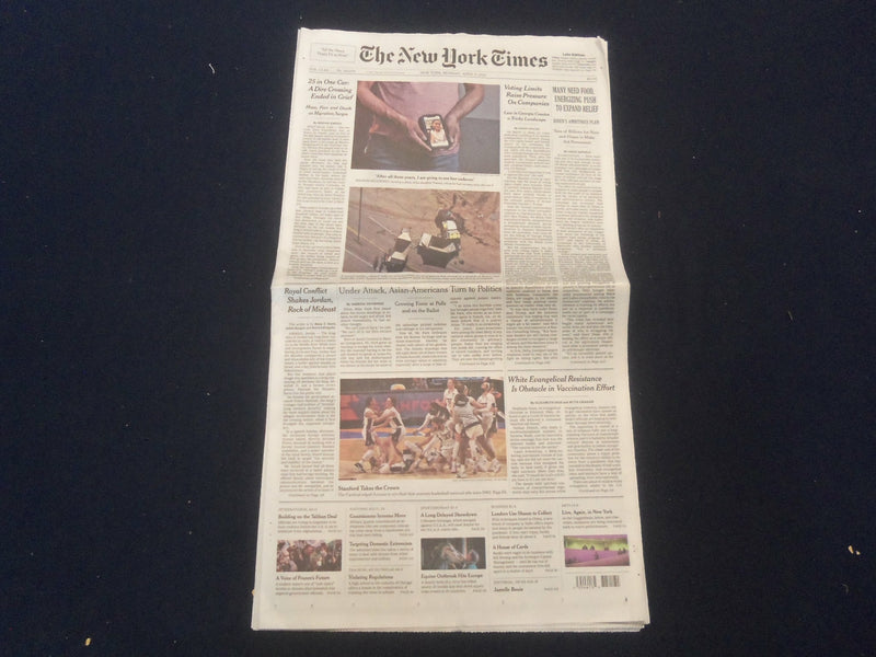 2021 APRIL 5 NEW YORK TIMES - STANFORD WINS THE WOMEN'S NCAA NATIONAL TITLE