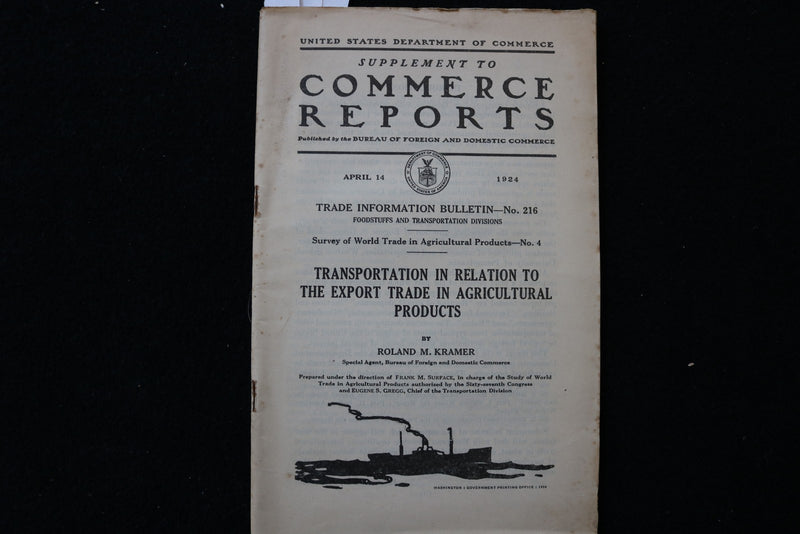 1924 U.S. DEPT OF COMMERCE REPORTS - SUPPLEMENTS - LOT OF 2 - SOFTCOVER - K 3006