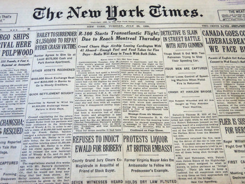 1930 JULY 29 NEW YORK TIMES - R-100 STARTS TRANSATLANTIC FLIGHT - NT 5710
