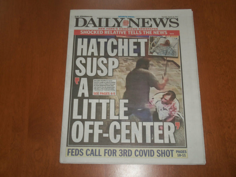 2021 AUGUST 19 NEW YORK DAILY NEWS NEWSPAPER - FEDS CALL FOR 3RD VACCINE SHOT