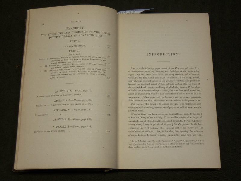 1865 THE FUNCTIONS OF THE REPRODUCTIVE ORGANS BOOK BY WILLIAM ACTON - KD 6180