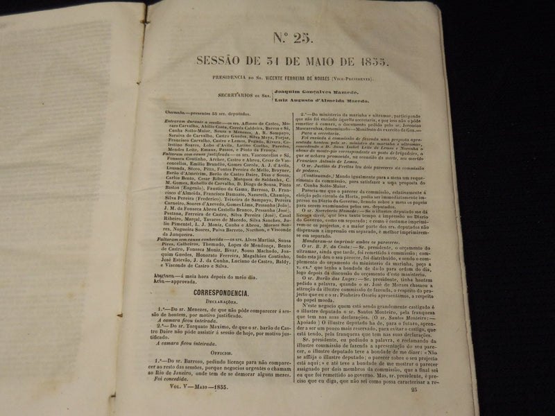 1855 APRIL-MAY DIARIO DA CAMARA DOS DEPUTADOS BOUND VOLUME - LISBOA - KD 2016I