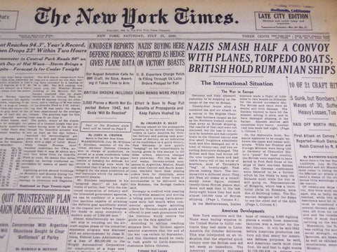 1940 JULY 27 NEW YORK TIMES - NAZIS SMASH A CONVOY WITH PLANES - NT 2567