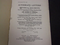 1920 AUTOGRPAH LETTERS OF HISTORICAL INTEREST AUCTION CATALOGUE - J 5210