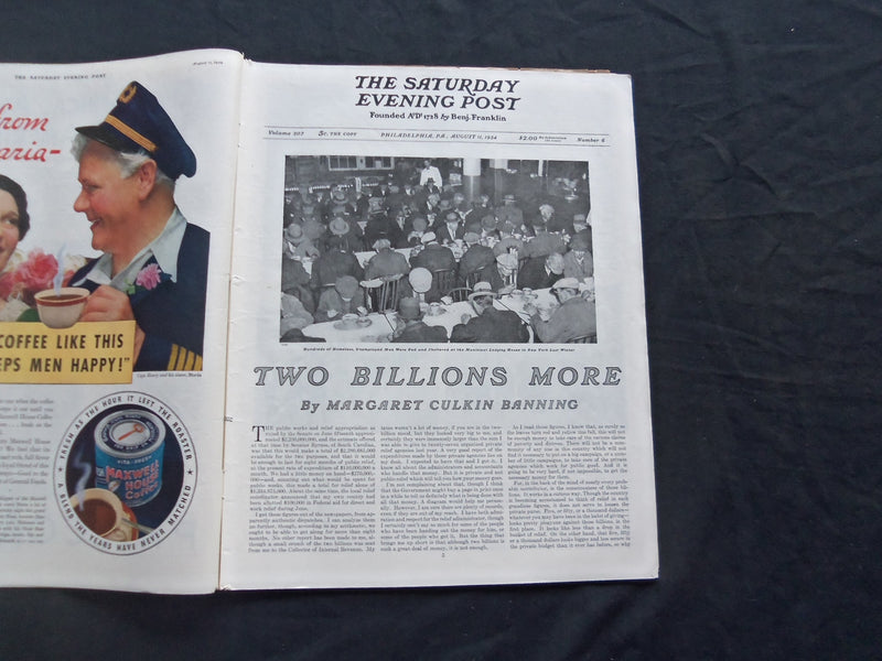 1934 AUGUST 11 THE SATURDAY EVENING POST MAGAZINE - ILLUSTRATED COVER - SP 1574