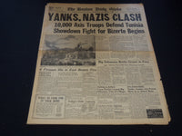 1942 NOVEMBER 16 BOSTON DAILY GLOBE NEWSPAPER - YANKS-NAZIS CLASH - NT 9461