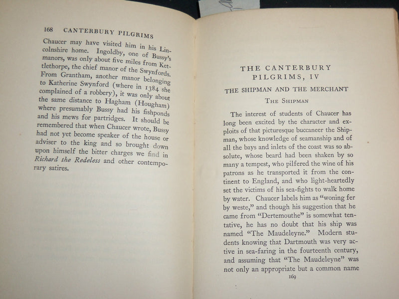 1926 SOME NEW LIGHT ON CHAUCAR HARDCOVER BOOK BY JOHN MATTHEWS MANLY - KD 6662