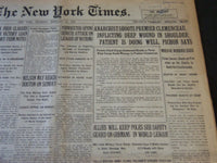 1919 FEBRUARY 20 NEW YORK TIMES - ANARCHIST SHOOTS PREMIER CLEMENCEAU - NT 6497