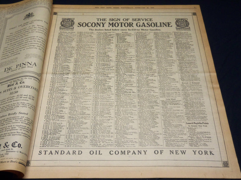 1919 FEBRUARY 26 NEW YORK TIMES - NO EXTRA SESSION UNTIL WILSON RETURNS- NT 7969