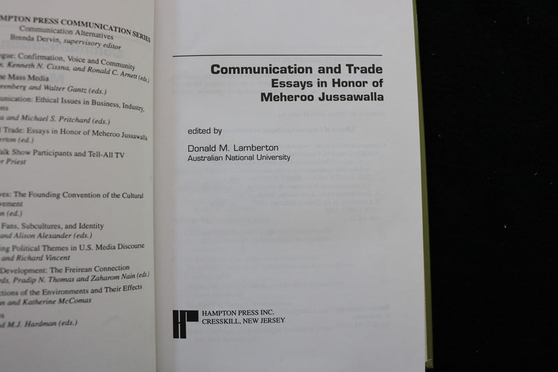 1998 COMMUNICATION & TRADE ESSAYS HONOR MEHEROO JUSSAWALLA HARDCOVER - KD 9766