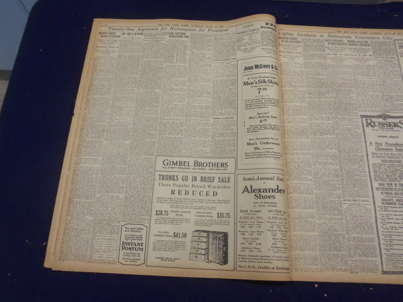 1920 JUNE 29 NEW YORK TIMES - DEMOCRATS WILDLY ACCLAIM WILSON - NT 9117