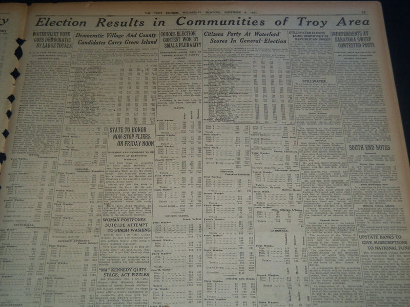 1931 NOV 4 TROY MORNING RECORD - BURNS WINS SEVENTH TERM IN TROY - NT 7489