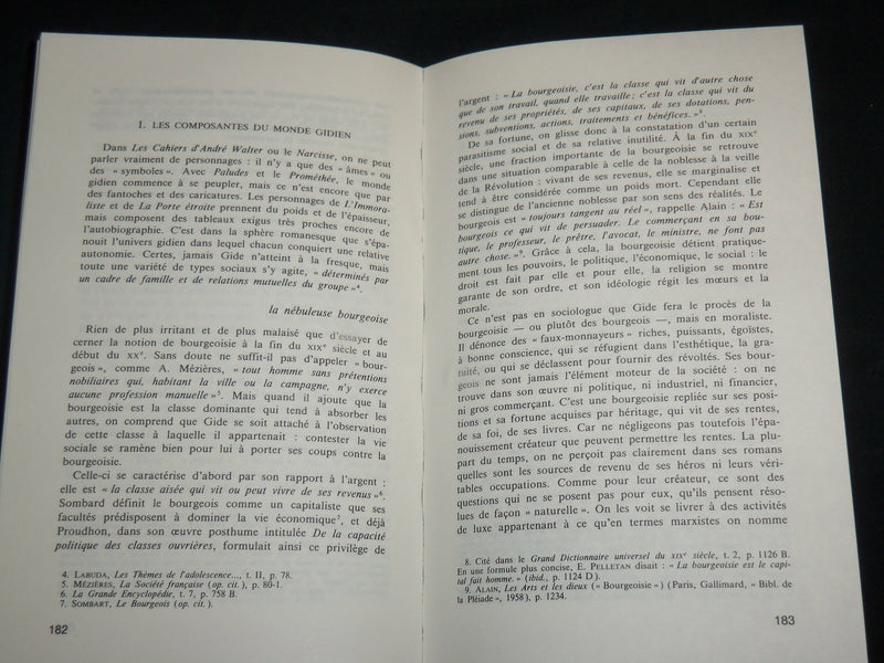 1984-1985 FICTION ET VIE SOCIALE DANS L'OEUVRE D'ANDRE GIDE BOOK - KD 7128