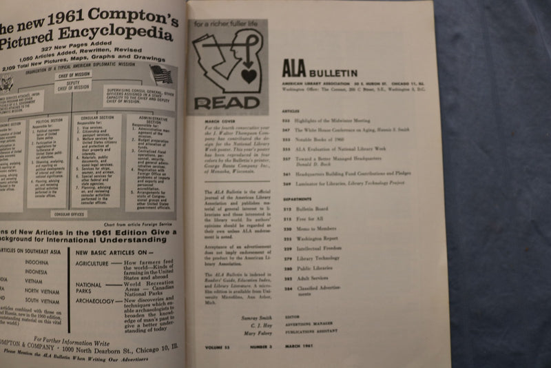 1961 ALA BULLETIN - SOFTCOVER BOOKS - LOT OF 2 - K 3233
