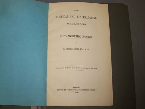 1863 ON THE CHEMICAL AND MINERALOGICAL RELATIONS OF METAMORPHIC ROCKS - J 4925