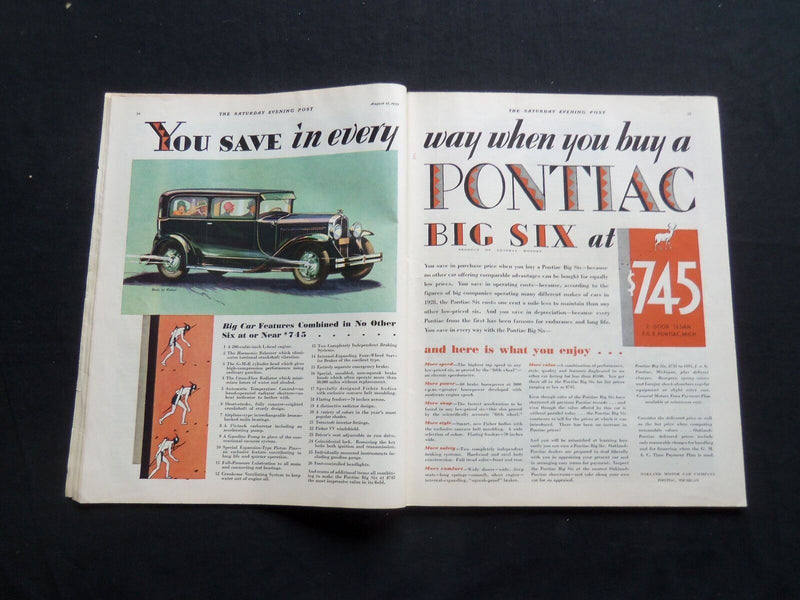 1929 AUGUST 17 THE SATURDAY EVENING POST MAGAZINE - ILLUSTRATED COVER -SP 1352