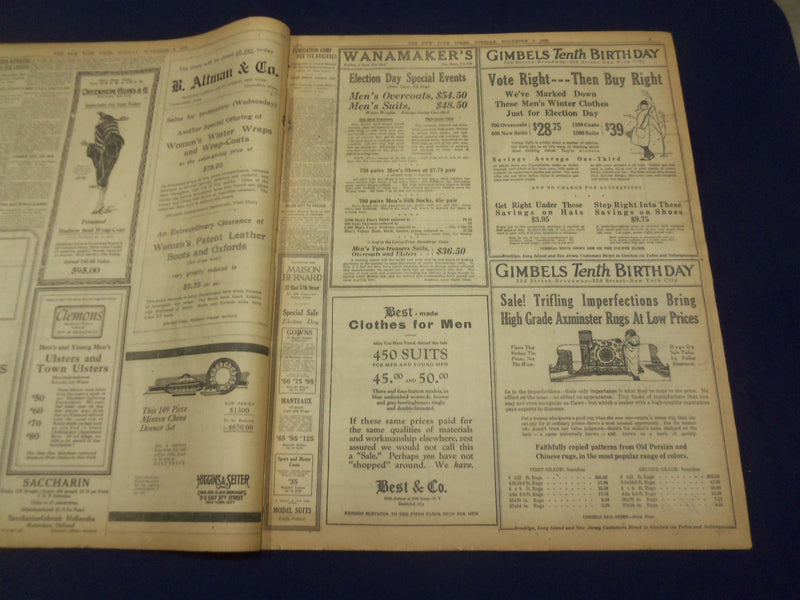 1920 NOVEMBER 2 NEW YORK TIMES - COX IS SURE, HARDING COMPLACENT - NT 8442
