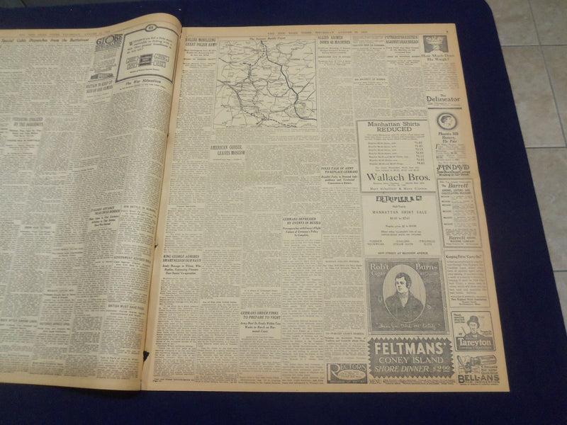 1918 AUGUST 15 NEW YORK TIMES - GERMANS FALL BACK NORTH OF ALBERT - NT 9194