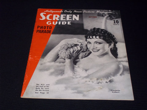 1936 SEPTEMBER SCREEN GUIDE MAGAZINE - CLAUDETTE COLBERT FRONT COVER - E 20090
