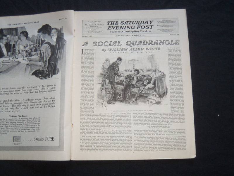 1915 MARCH 6 THE SATURDAY EVENING POST MAGAZINE - ILLUSTRATED COVER - SP 660