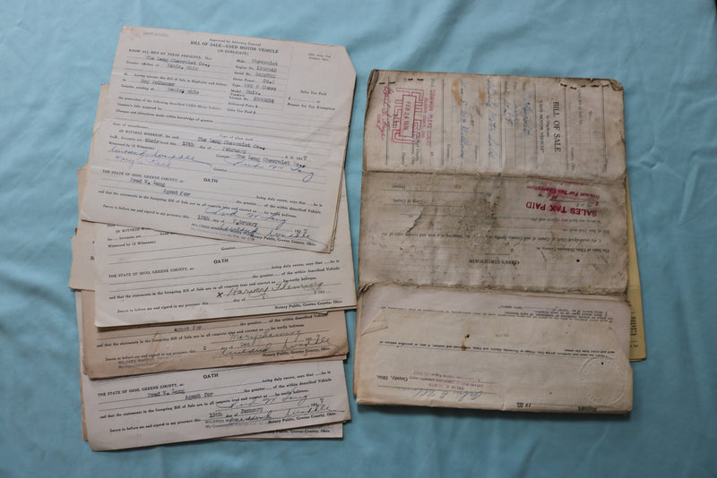 1920'S-1930'S OHIO MOTOR VEHICLE SALES CERTIFICATES - LOT OF 130 - K 2548