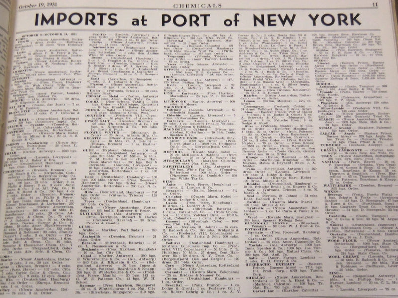 1931 OCT-DEC CHEMICALS MAGAZINE BOUND VOLUME PRICE TRENDS IMPORTS ADS - KD 663