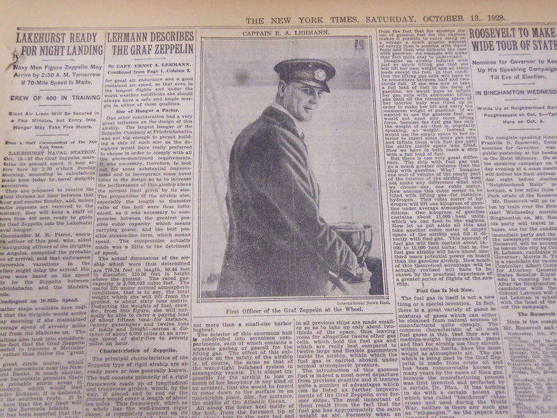 1928 OCTOBER 13 NEW YORK TIMES - ZEPPELIN FAR OUT OVER ATLANTIC - NT 5334