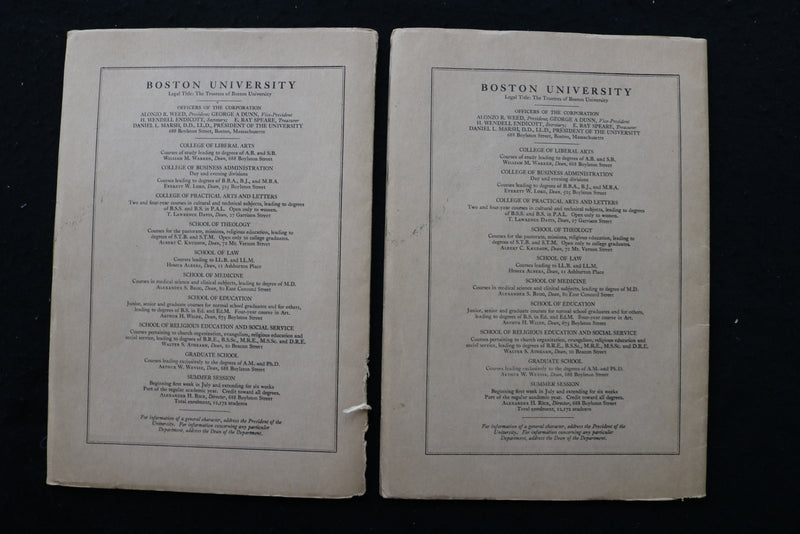 1928 JANUARY BOSTON UNIVERSITY BEACON - SAMUEL WAXMAN - LOT OF 2 - K 2215