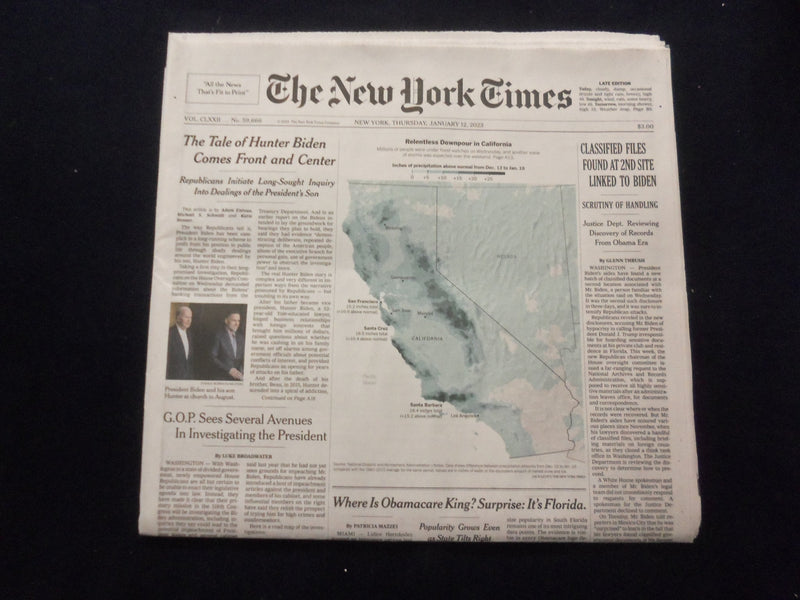 2023 JAN 12 NEW YORK TIMES - CLASSIFIED FILES FOUND AT 2ND SITE LINKED TO BIDEN