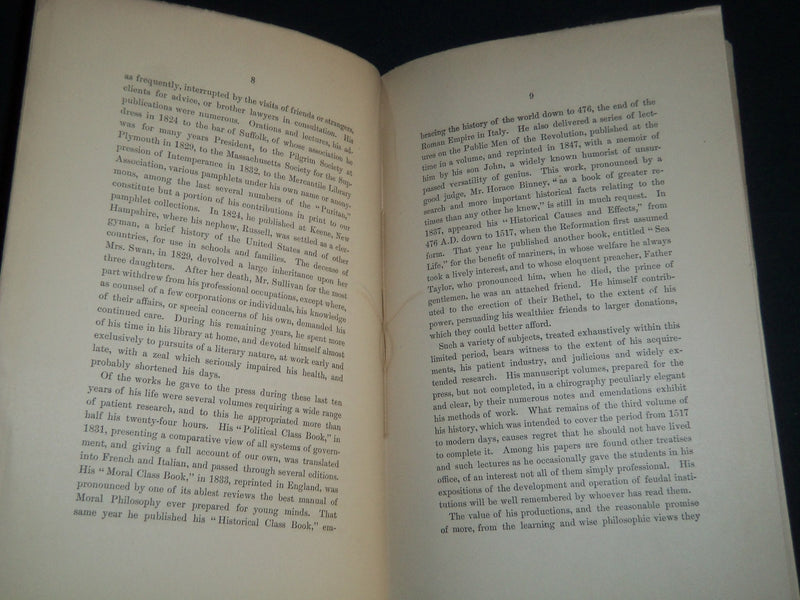 1879 MEMOIR OF HON. WILLIAM SULLIVAN BY THOMAS C. AMORY BOOK - J 4503