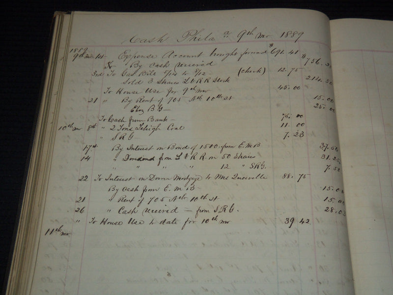 1866-1889 EDWARD B. GARRIGUES CASH BOOK - PHILADELPHIA - #241