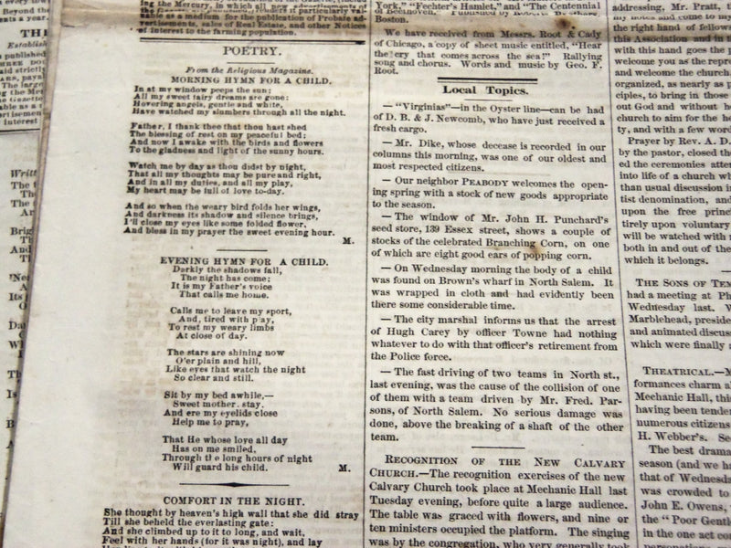 1871 ESSEX COUNTY MERCURY NEWSPAPER LOT OF 49 - SALEM MASSACHUSETTS- NP 2878