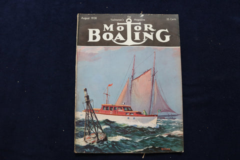 1938 AUGUST MOTOR BOATING MAGAZINE - ILLUSTRATED BOATS COVER - E 11682