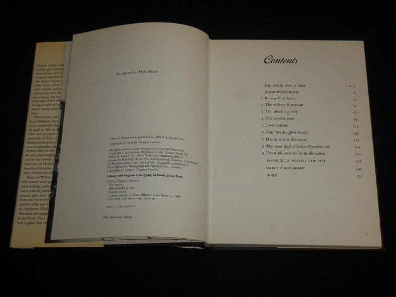 1979 THE ASTORS HARDCOVER BOOK BY VIRGINIA COWLES - NICE PRINTS - KD 7262