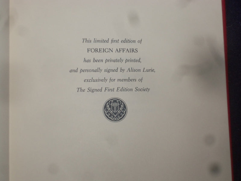 1984 FOREIGN AFFAIRS HARDCOVER BOOK BY ALISON LURIE -SIGNED 1ST EDITION- KD 8971