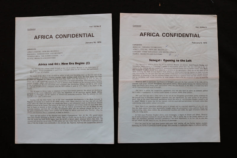 1974 AFRICA CONFIDENTIAL NEWSLETTER - LOT OF 20 - K 2410