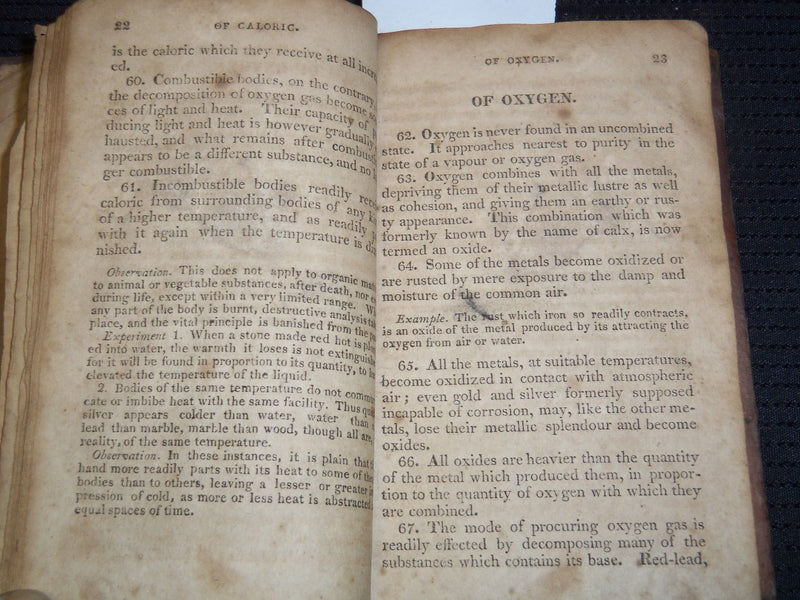 1810 A GRAMMAR OF CHEMISTRY BOOK BY REV. D. BLAIR & BENJAMIN TUCKER - J 8135