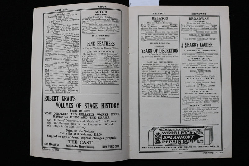 1913 FEBRUARY 15 THE CAST NEW YORK AMUSEMENT GUIDE - BELLE ASHLYN - K 2755