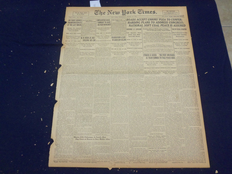 1922 AUGUST 16 NEW YORK TIMES - ROADS ACEPT UNIONS' PLEA TO CONFER - NT 8374