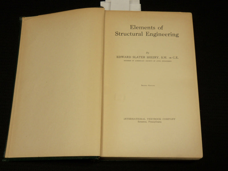 1949 ELEMENTS OF STRUCTURAL ENGINEERING HARDCOVER BOOK BY EDWARD SHEIRY- KD 7418