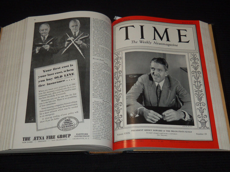 1937 APRIL-JUNE TIME MAGAZINE BOUND VOLUME - GREAT COVERS - NICE ADS - KD 3806M