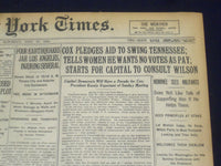 1920 JULY 17 NEW YORK TIMES - COX PLEDGES AID TO SWING TENNESSEE - NT 9332