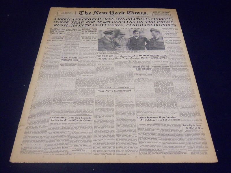 1944 AUGUST 29 NEW YORK TIMES - AMERICANS CROSS MARNE - NT 3736