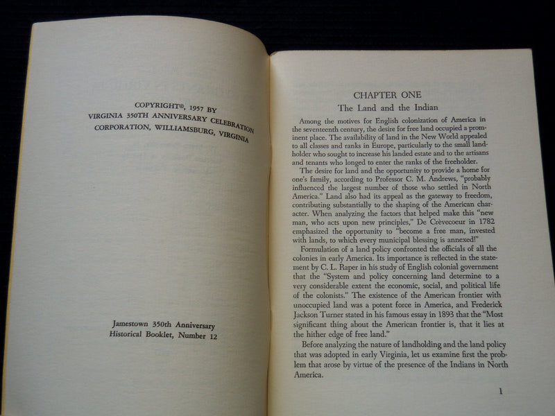 1957 MOTHER EARTH LAND GRANTS IN VIRGINIA BOOK BY W. STIT ROBINSON - J 7250