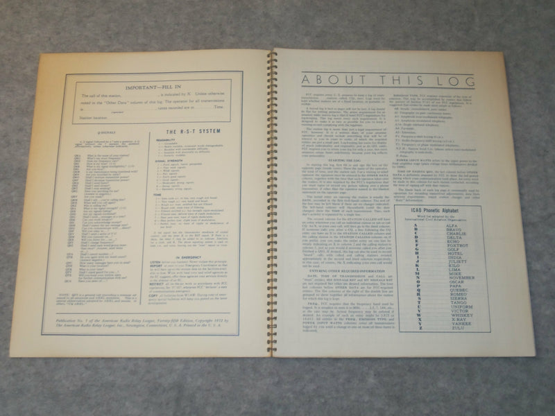 1972 AMATEUR RADIO STATION LOG - AMERICAN RADIO RELAY LEAGUE - J 6296