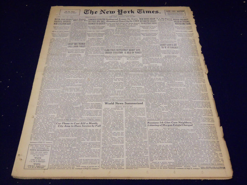 1946 JULY 22 NEW YORK TIMES - BOLIVIA PRESIDENT KILLED - NT 2722
